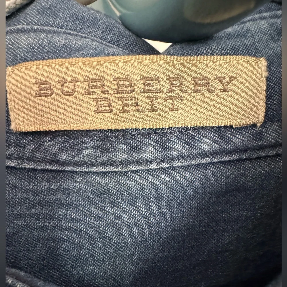 Burberry Brit Denim Chambray Chest Pockets Dress kids girls Large Nova